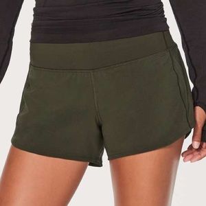 Lululemon Speed Up Short Long 4" Dark Olive Size 8